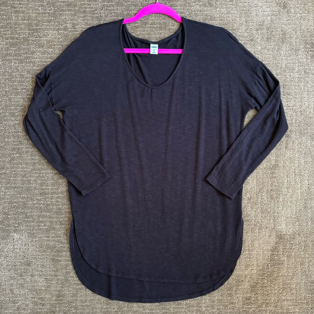 Old Navy Luxe Black Relaxed Fit Long T-Shirt